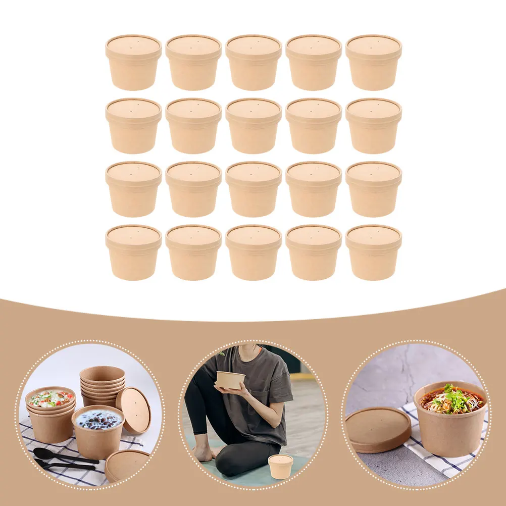 

50 Sets Thickened Paper Bowls Disposable Dessert Containers Pudding Ice Cream Food Packaging Smooth Family Activities Clean