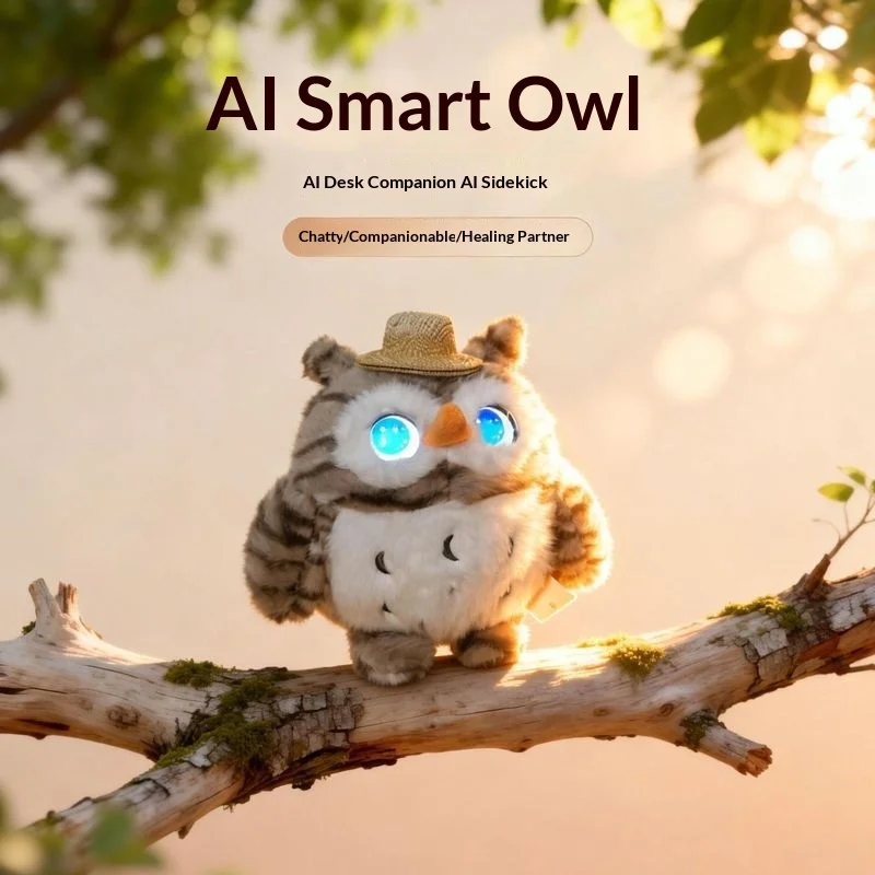 Peluche hibou IA interactive avec fonction vocale, robot compagnon émotionnel, cadeau pour enfants et adultes, décoration de bureau, idéal pour un anniversaire