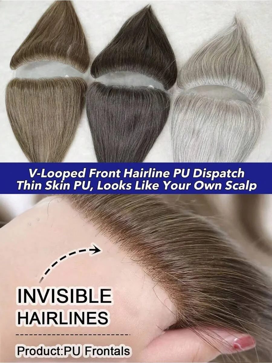 رقعة شعر من البولي يوريثان بدون خياطة ذات مظهر طبيعي بديل لأهداب الجبين وخط الشعر، وصلات شعر لاصقة بحافة غير مرئية