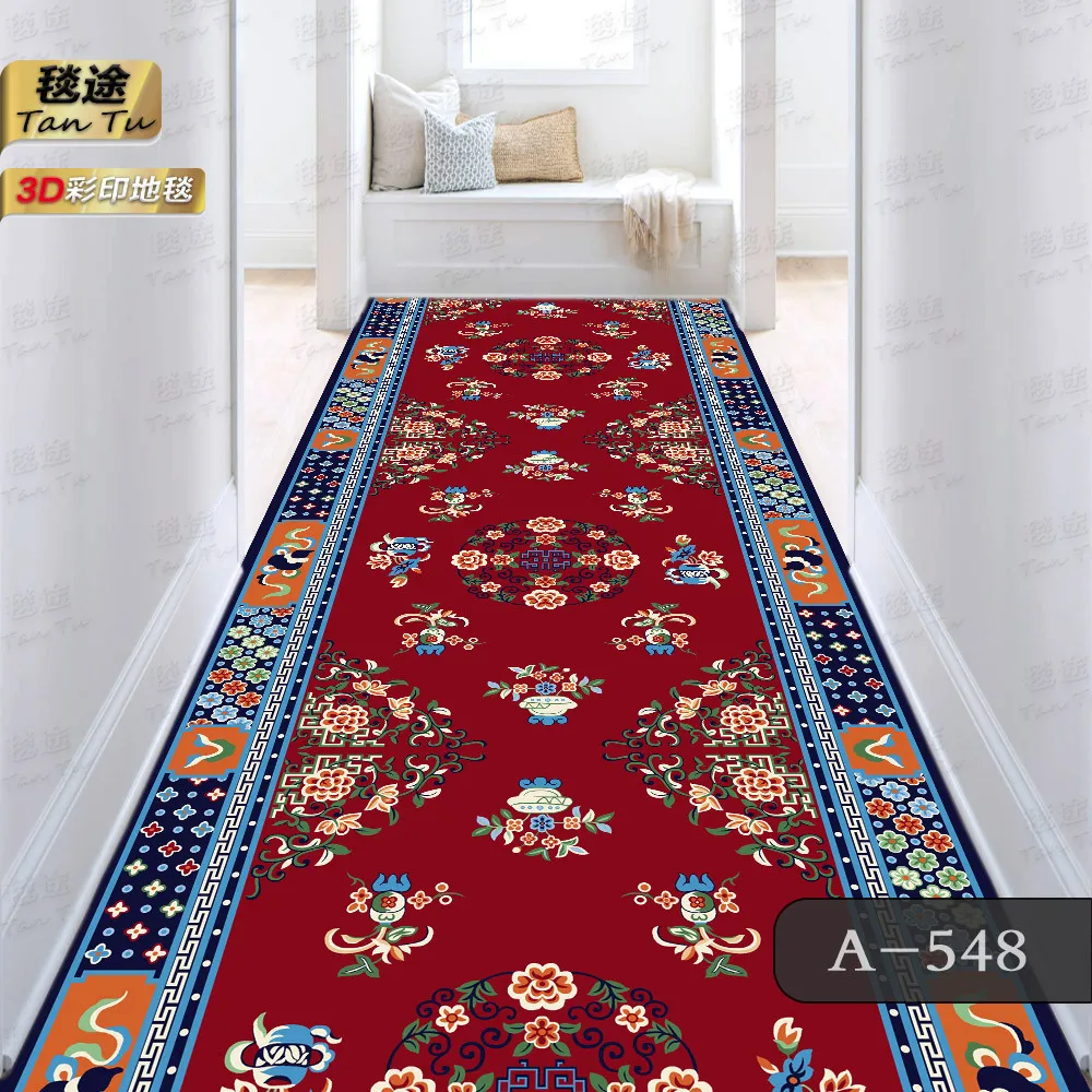 Custom Made Long Hallway Carpets European Stair Corridor Carpet Wedding Hotel Carpet Area Runner Rugs Flower Non-slip Floor Mats