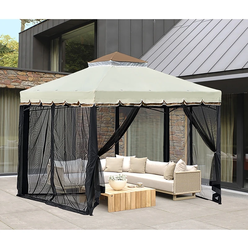 305x305x210cm Outdoor Gazebo Mosquito Netting Universal Canopy Net Screen 4 Door Sidewall Curtain With Zippers For Garden Patio