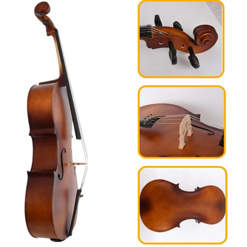Violonchelo Mate para Principiantes Adultos 2026, Tamaños 4/4, 3/4, 1/2, 1/4, 1/8, Tapa de Abeto Hecha a Mano, Kit de Inicio con Violonchelo y Arco
