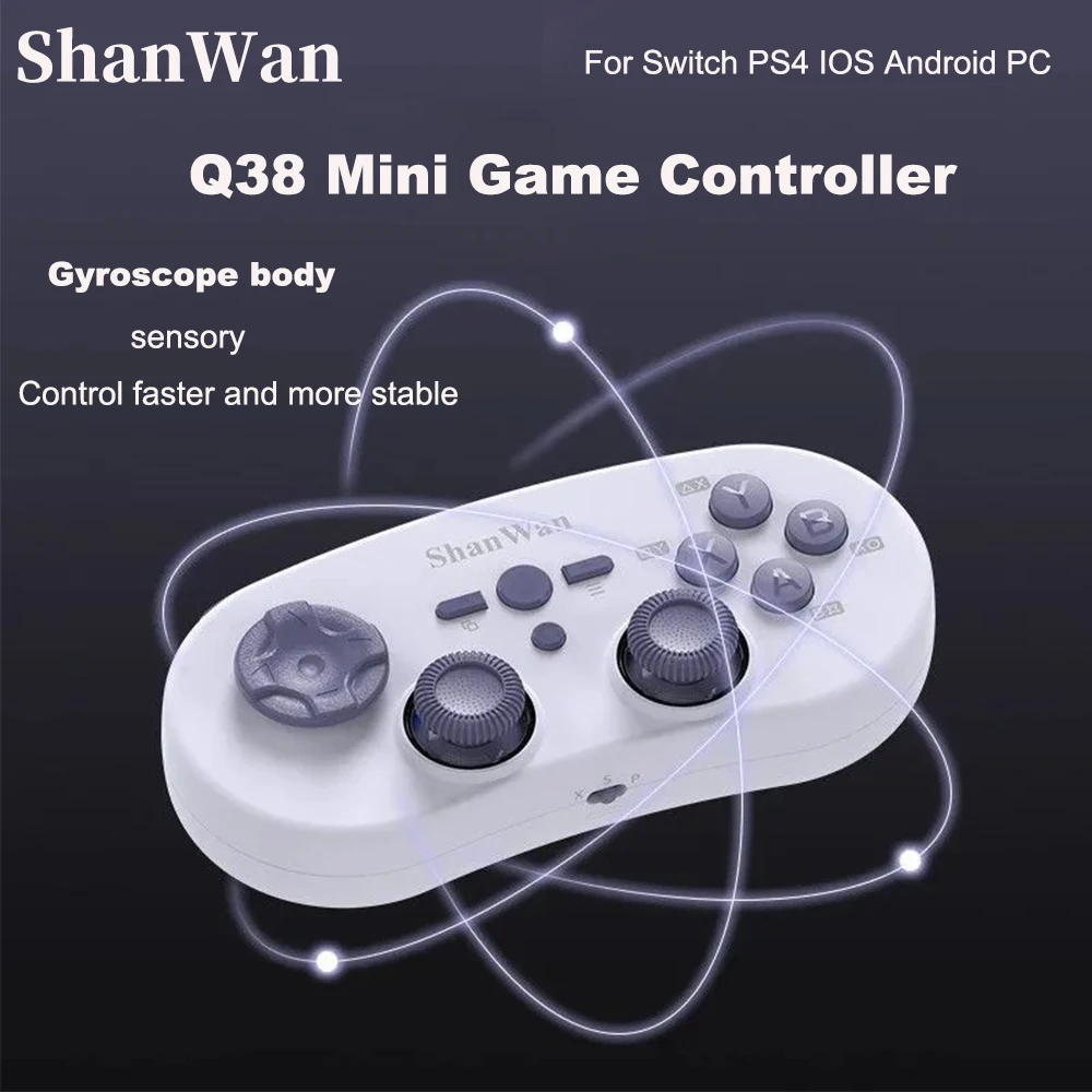 2025 Shanwan Q38 Mini Game Controller Bluetooth Joypad For Switch OLED Playstation PS4 IOS Android PC Dual-Hall Trigger Gamepad