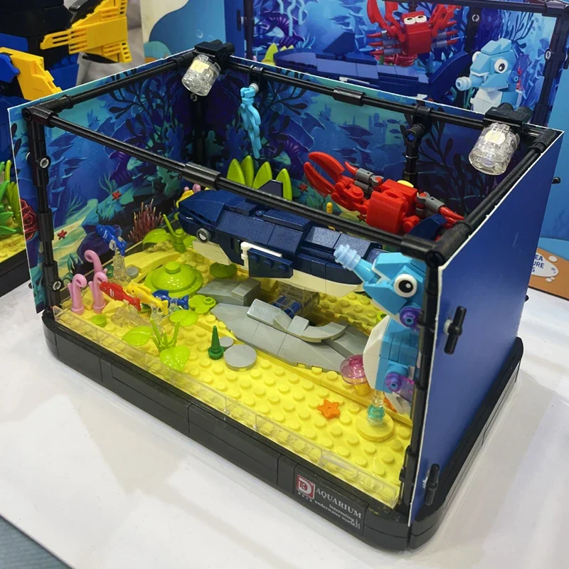 Ideas Series Aquarium Marine Animals Building Blocks Creative Expert Crab And Shark Model Bricks Toys For Boy Birthday Gift MOC