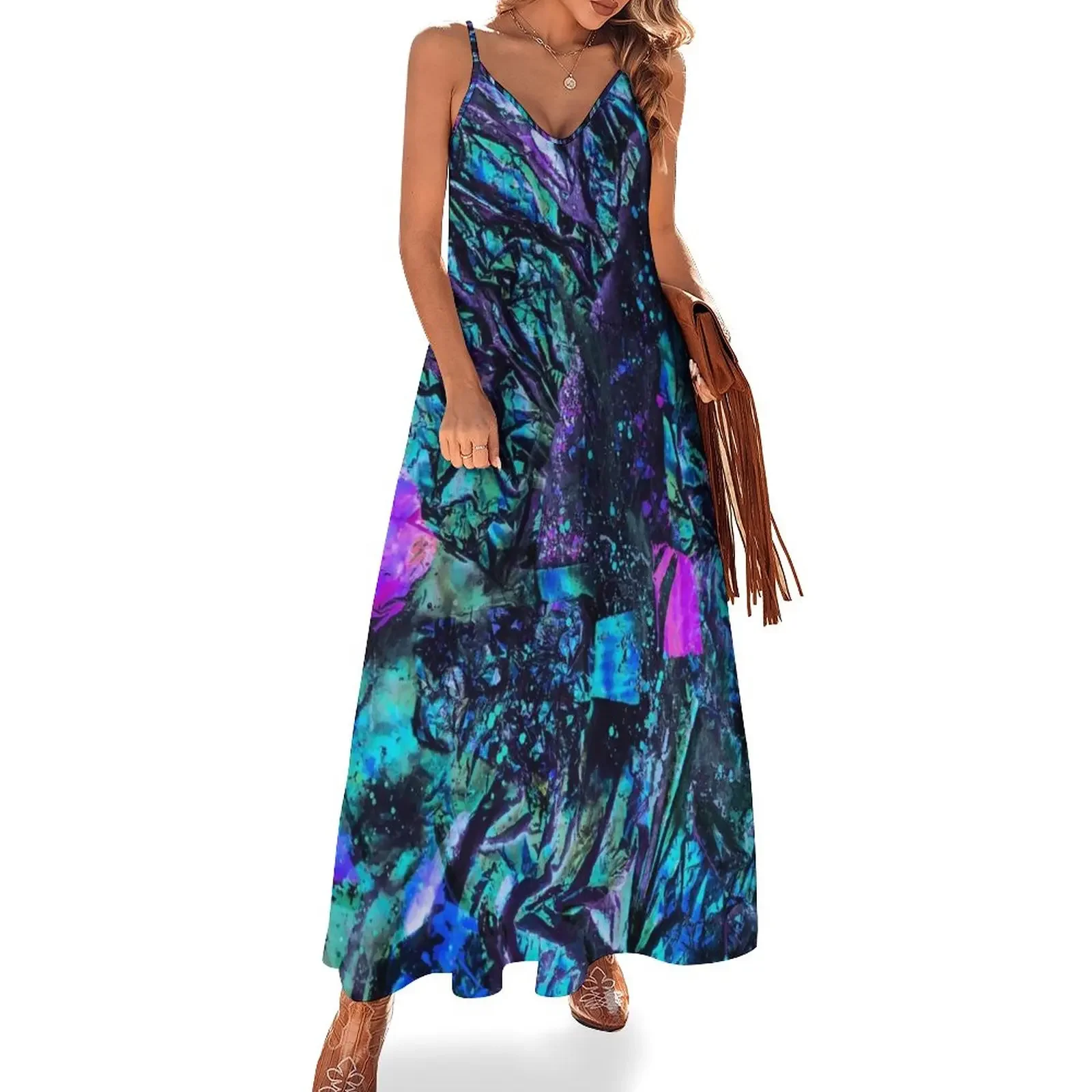 Peacock Iridescent Sleeveless Dress beach dresses dress party evening elegant luxury celebrity