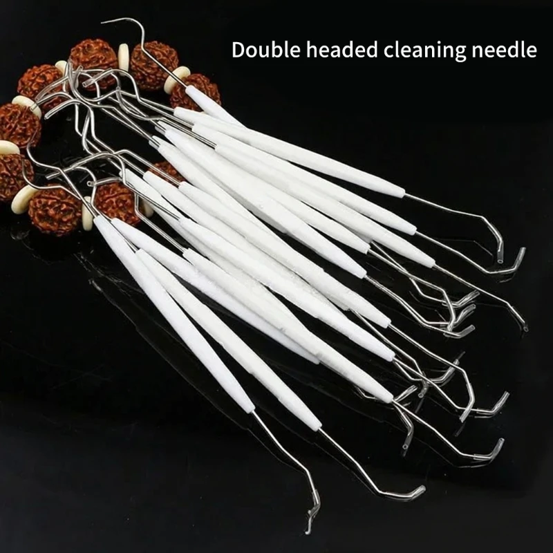Beekeeping Frame Cleaning Pick Set, Double Ended Metal Picks with Center Grip for Narrow Opening Detail Work Use 37JD