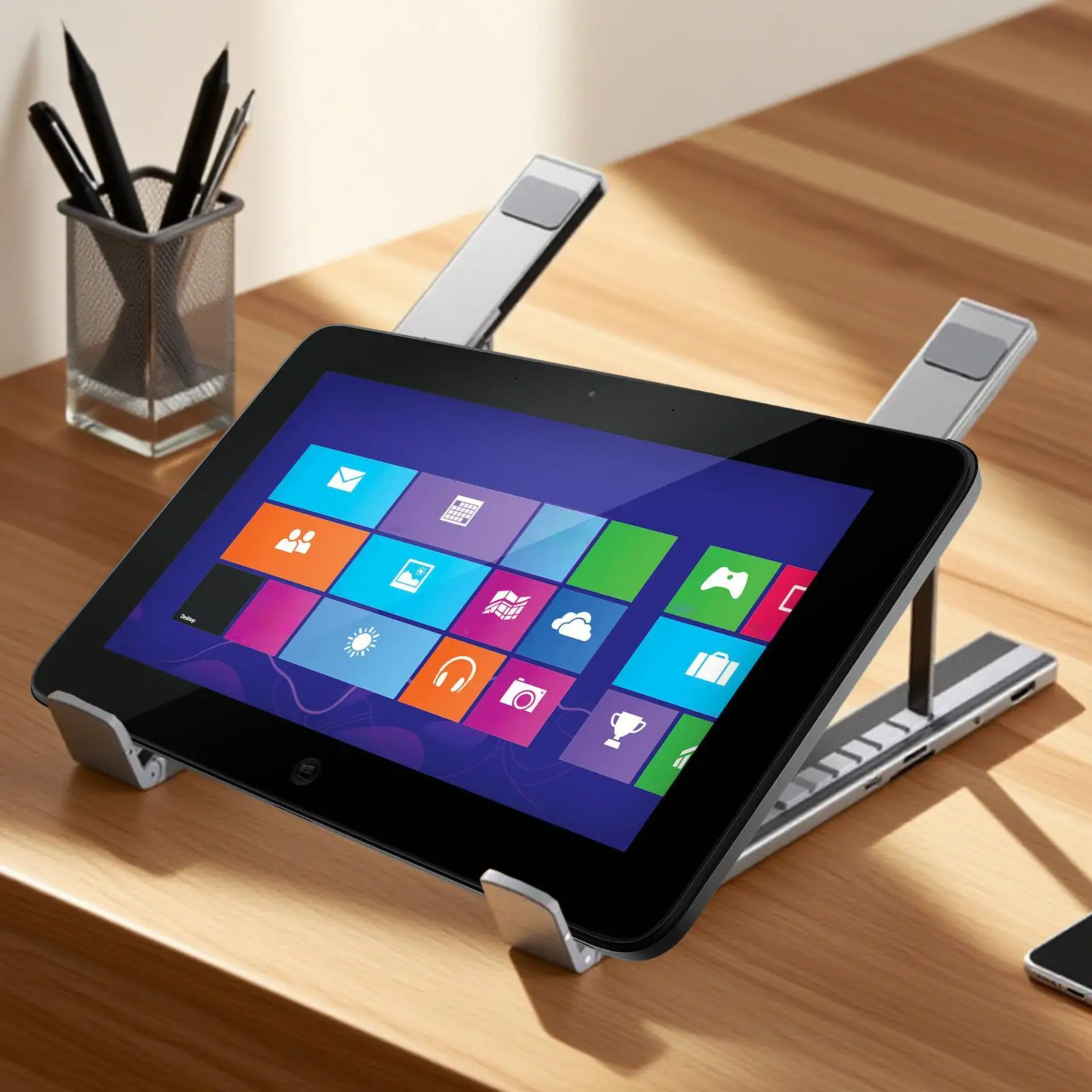

8 In 1 USB C Laptop Docking Station Stand Adjustable Height Tablet Stand Quick Charge Cooling Riser For Notebook Computer