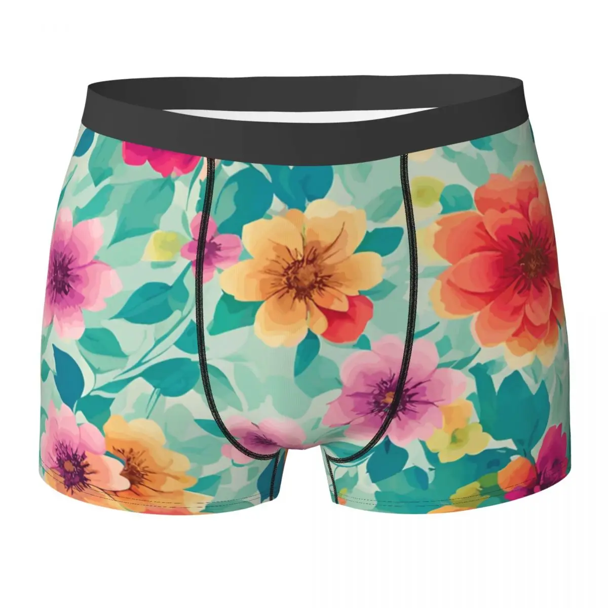 

Hawaiian Flowers Underwear Males Panties Customs Breathable Boxershorts Trenky Boxer Brief Plus Size 2XL