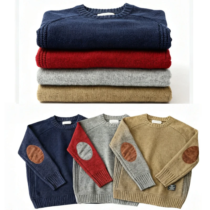 سترة رجالية جديدة لعام 2025 سترة خريفية غير رسمية فضفاضة وسميكة ورقبة دائرية من الصوف المحبوك كبيرة الحجم ملابس تريكو هاراجوكو #1