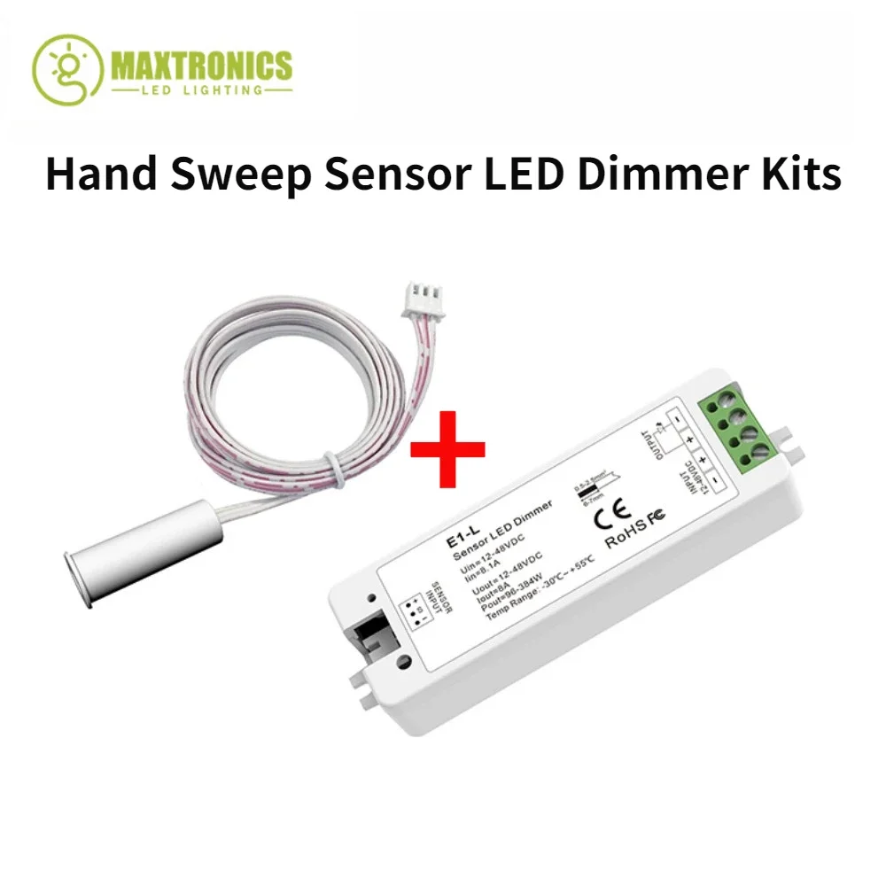 

Skydance 12-48VDC Hand Sweep Sensor LED Dimmer Kits 8A MAX Output Power 96W-384W E1-L+EB(C) For Led Strip Lights