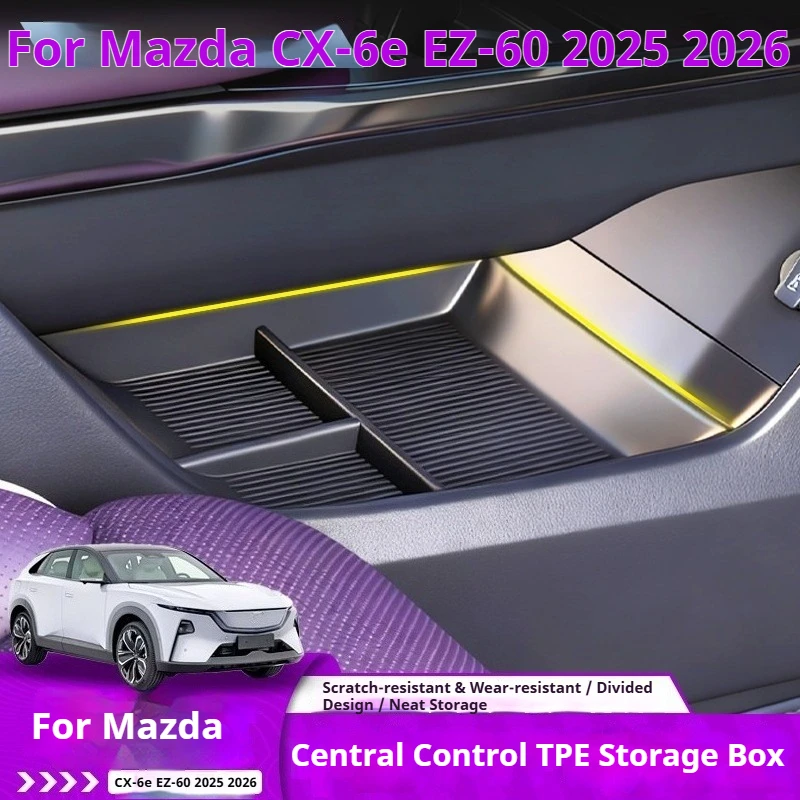 

For Mazda CX-6e EZ-60 2025 2026 Under Center Console Storage Box TPE Central Control Car Interior Organizer Accessories