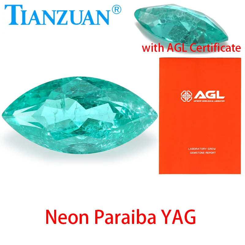 

Форма маркизы, выращенный в лаборатории неоновый Paraiba Blue Yttrium, алюминиевый гранат, синтетический YAG Loose Paraiba Blue YAG с сертификатом AGL
