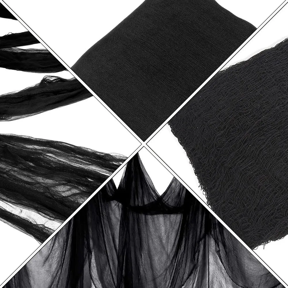 Black Halloween Creepy Gauze Spooky Fabric Cloth Scary Haunted Indoor Outdoor Yard Party Decorations Backdrop
