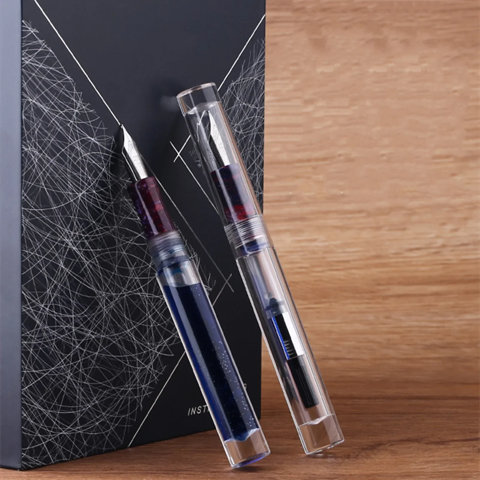 MAJOHN C1 Transparent Eyedropper Fountain Pen EF F M Nibs Ink Pen for School Office Writing Xmas Gifts with Original Box