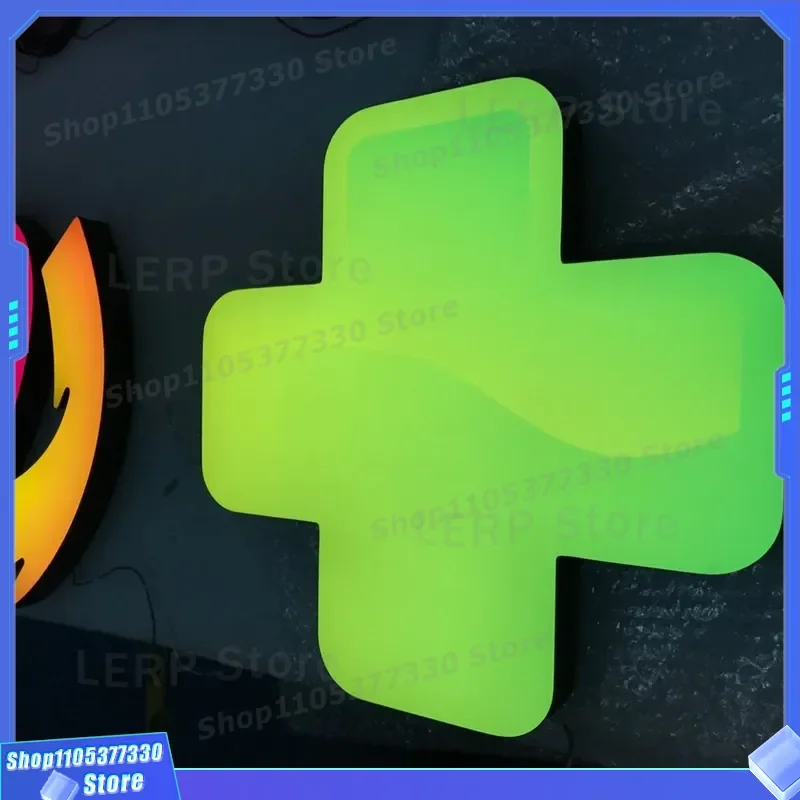 Waterproof LED Pharmacy Green Cross Sign Acrylic Luminous Logo Light for Drugstore Outdoor Display Factory OEM Custom Made