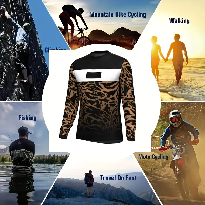 Motorcycle riding suit, mountain off-road long sleeved speed control leopard print long sleeved motorcycle suit