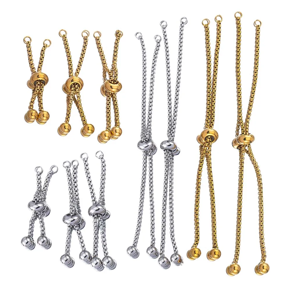 2pcs 3pcs Stainless Steel Adjustable Slider Chain Bracelet Semi-finished Products for DIY Bracelet Jewelry Making Accessories