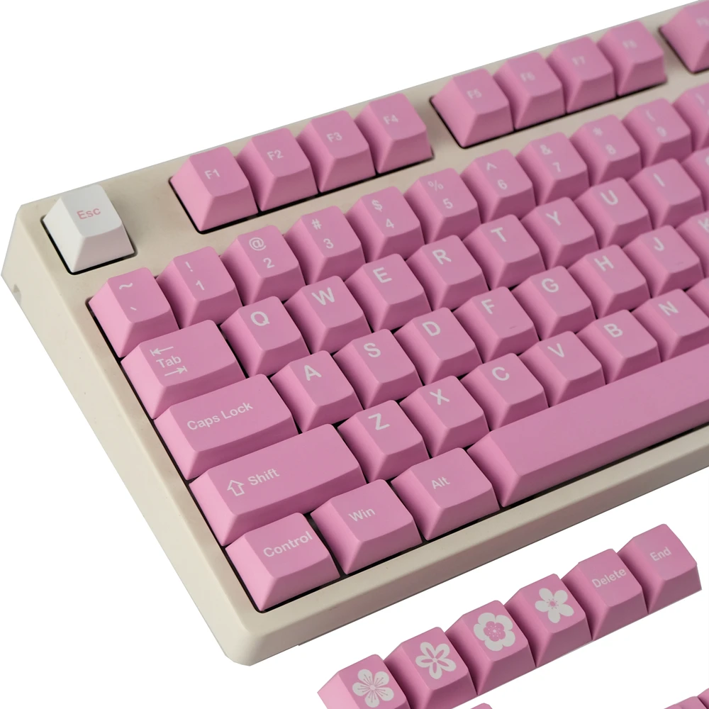 

142 Keys GMK Clone Peach Blossom Keycaps Mechanical Keyboard PBT Keycap Cherry Profile DYE Subbed For Outemu Cherry Mx Switches