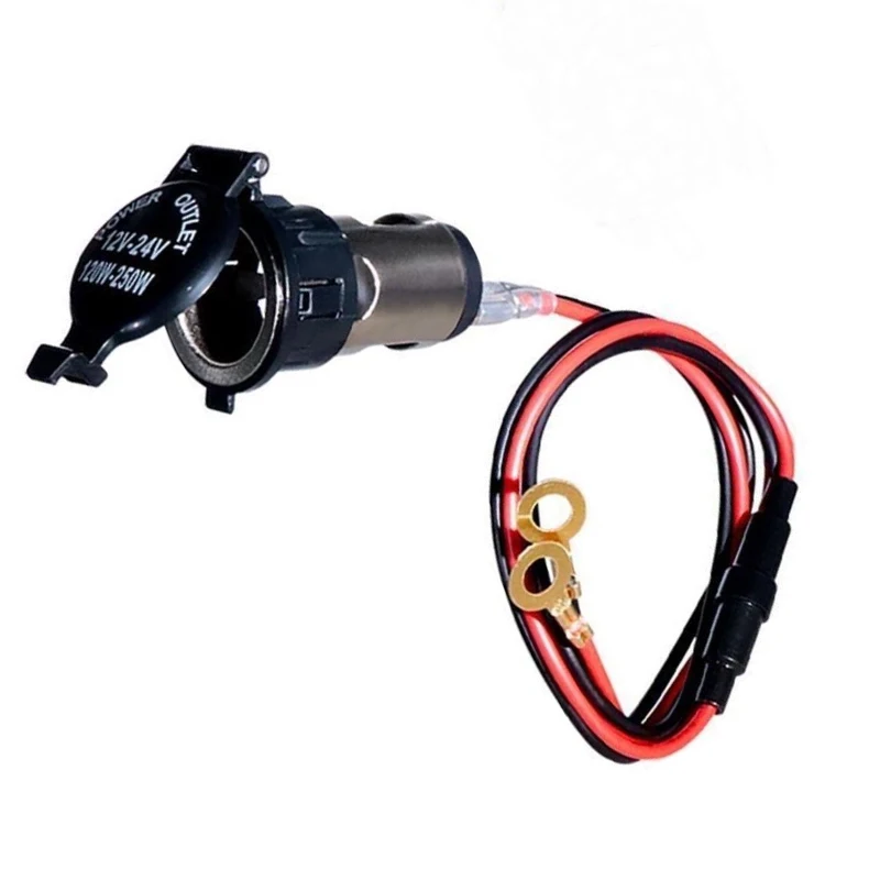12V-24V 120-250W Car 10A Cigarette Lighter Socket Power Plug with Waterproof Cover Housing DC Charger Socket for Car DVR