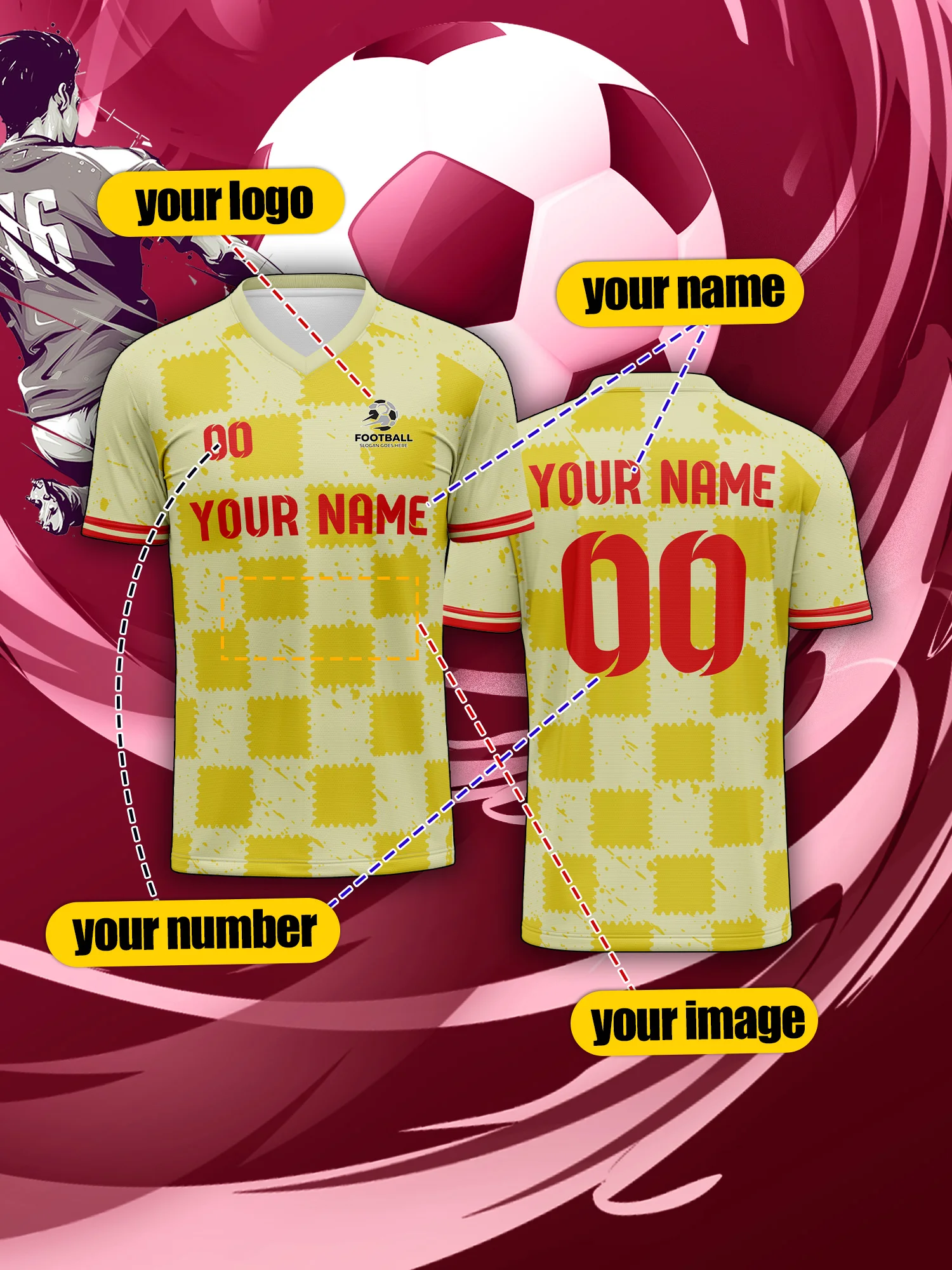 2026 Children's Custom Name and Number Sports V-Neck Jersey, Quick-Drying, Stylish, Heat-Sublimation Technology, Casual Wear
