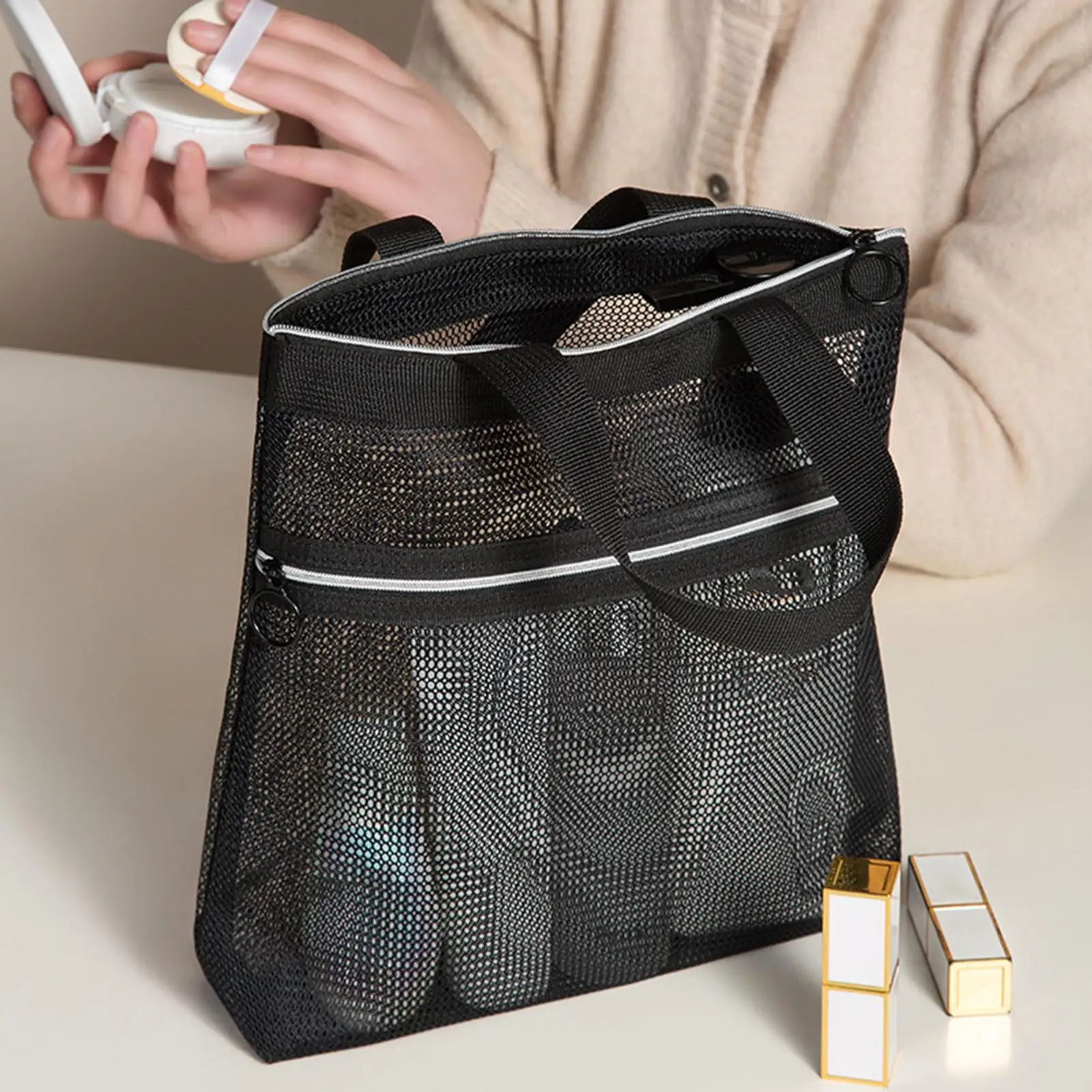 Toiletry Bags 2-Piece Tote Organizer With Zipper Bathroom Bag For Traveling For Shampoo Cosmetic Sunscreen Makeup Dorm Travel