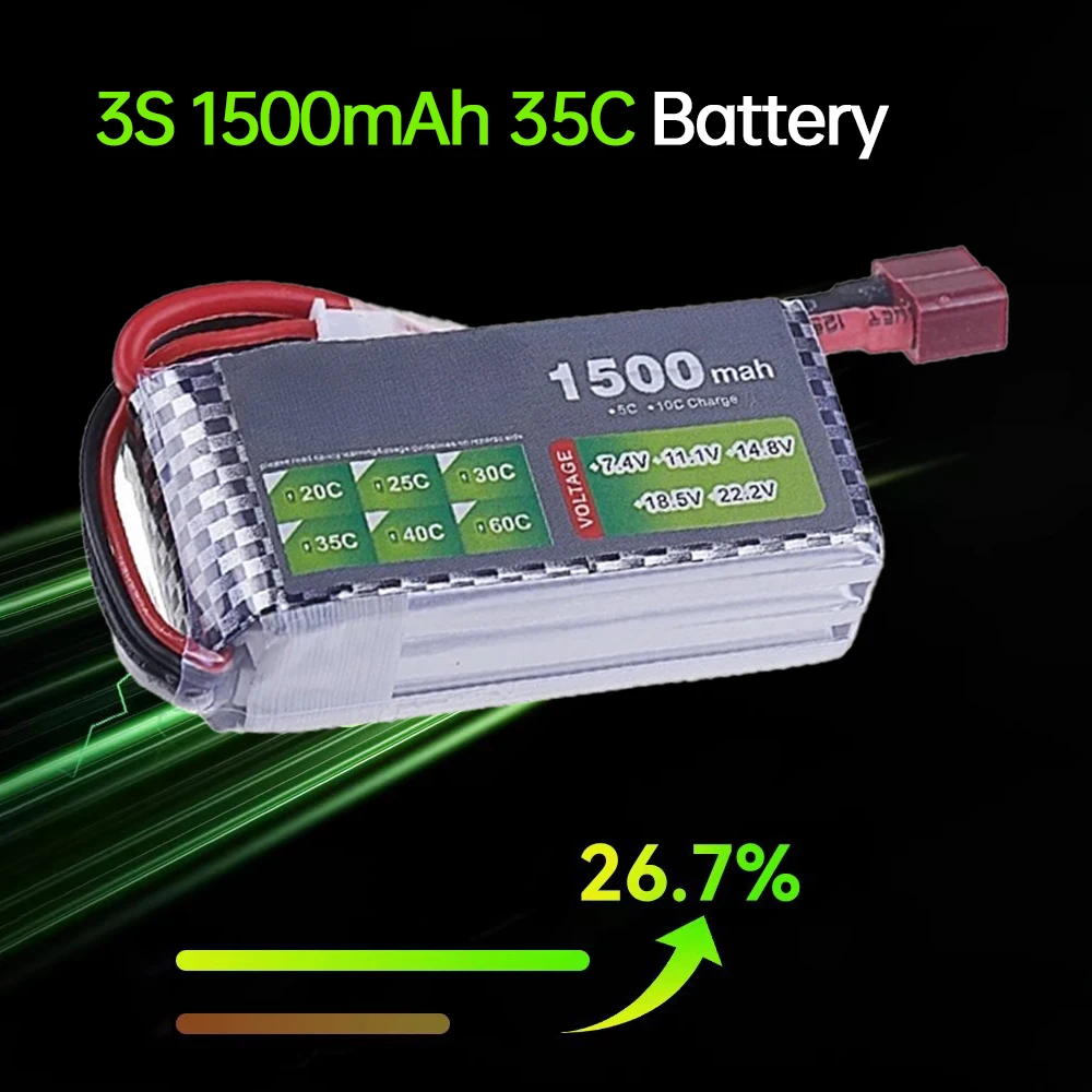 3S Lipo Akku 1500mAh 11,1V 35C Shorty Pack Batterie mit XT60-Stecker für RC-Fahrzeuge Boot Drohne RC-Flugzeug Quadcopter FPV-Rennen