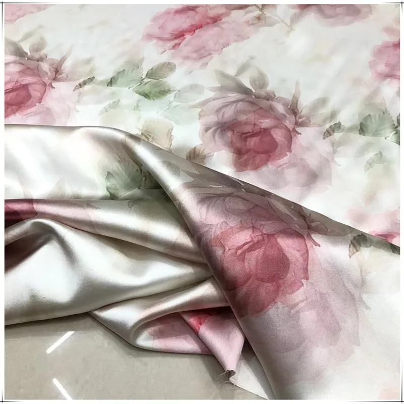 Heavy Mulberry Silk Satin Fabric Inkjet Printing 40 M Suzhou Cheongsam Clothing Thickened