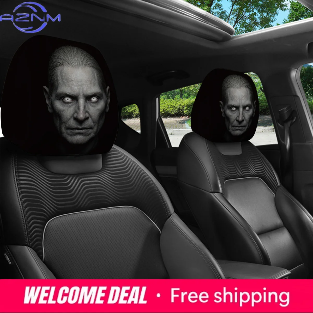 Set of 2 Unique Car Headrest Covers Ideal for Enhancing Your Vehicle'S Interior Spooky Decorations for Halloween And Christmas