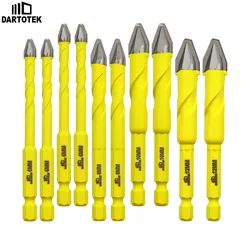 DARTOTEK 10Pcs 5/6/8/10/12mm Drill Bit Set Carbide Eccentric Drill For Wood Plastic Masonry Ceramic Tile Multitool Hole Saw