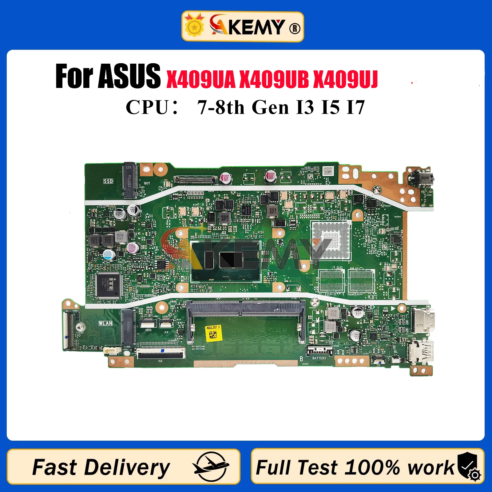 

X409UA Laptop Motherboard For ASUS VivoBook X409U A409U A509U F409U F509U X409UA X409UB X409UJ Mainboard I3 I5 I7 CPU tests OK