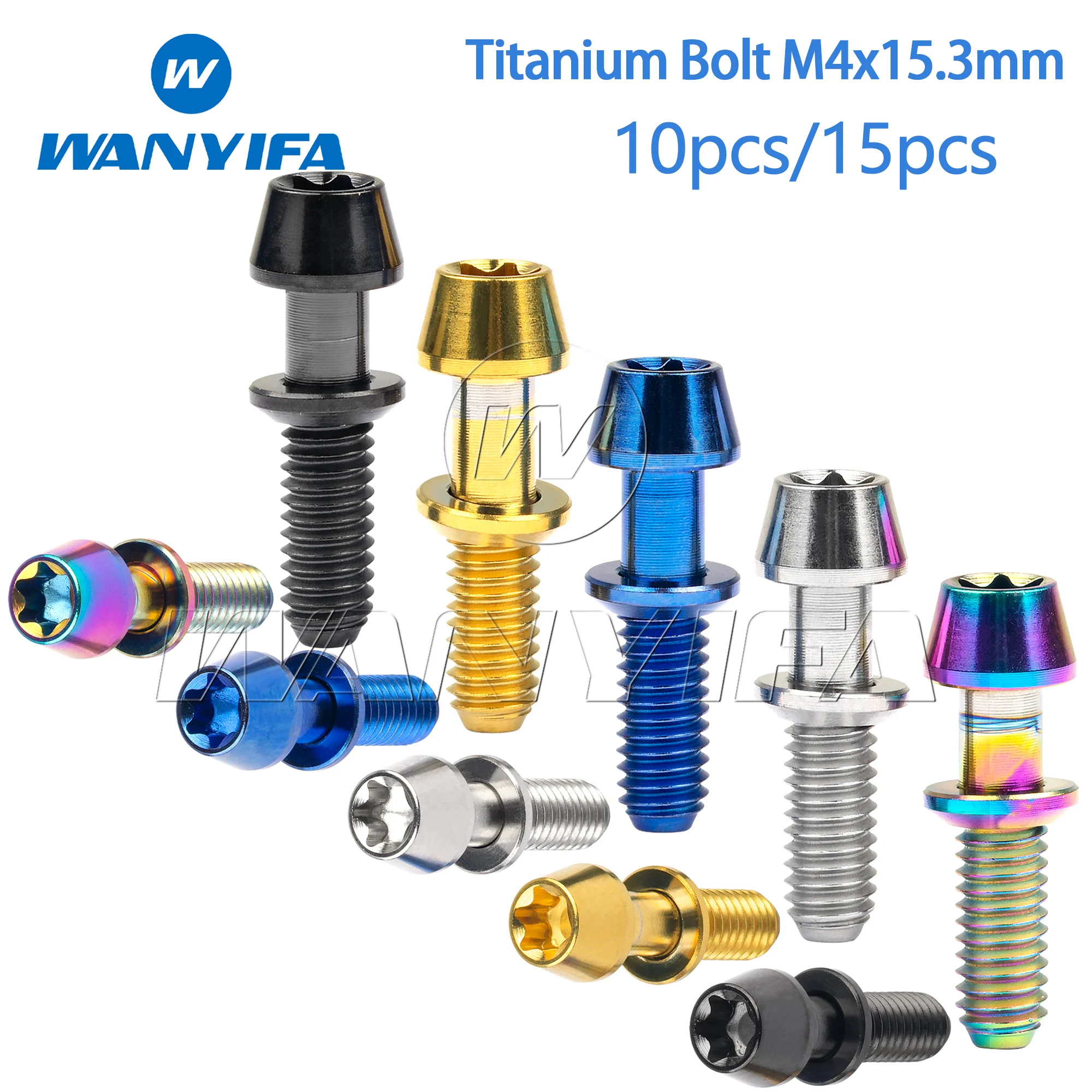 

Wanyifa Titanium Bolt M4x15.3mm Torx T20 Taper Head Screws with Washers for Ritchey C260 Bicycle Stem 10pcs/15pcs