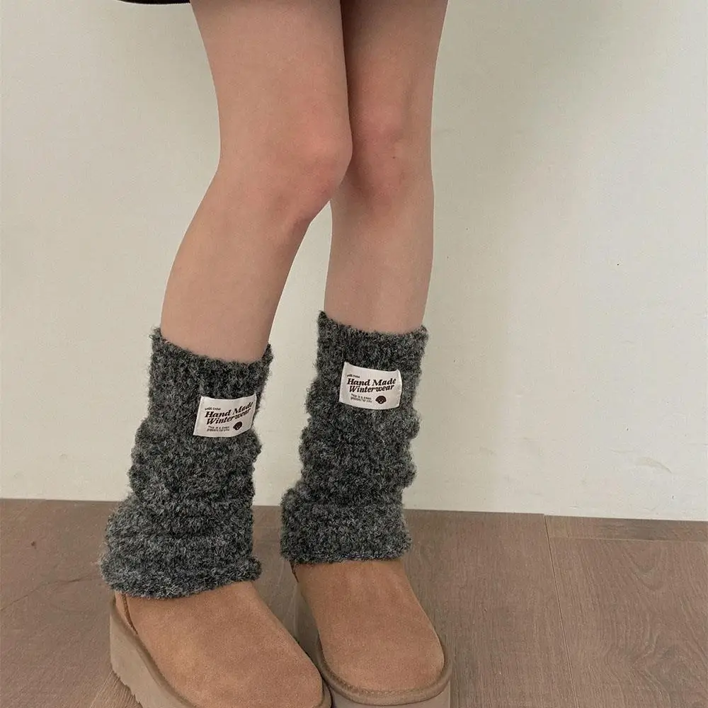 Trendy Kintted Y2k Leg Warmers Soft Korean Lolita Girls' LONG Socks JK Uniform Foot Warming Cover Hosiery Plush Stockings 2024