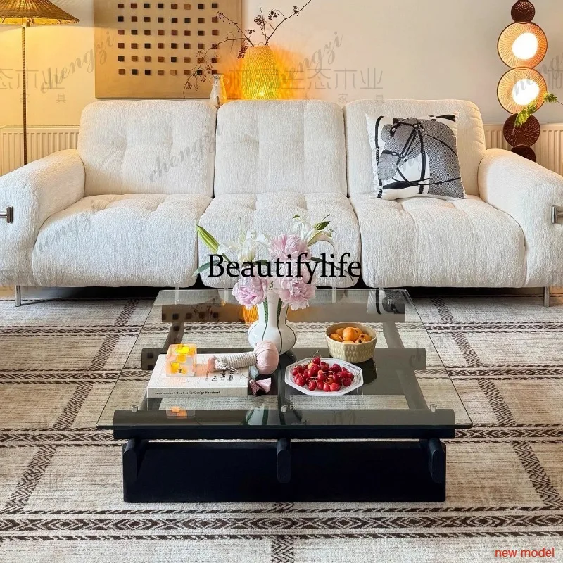 Mesa de centro de vidro transparente, decoração moderna, sala de estar, estilo nórdico, barata, economiza espaço, mesa auxiliar, móveis para casa