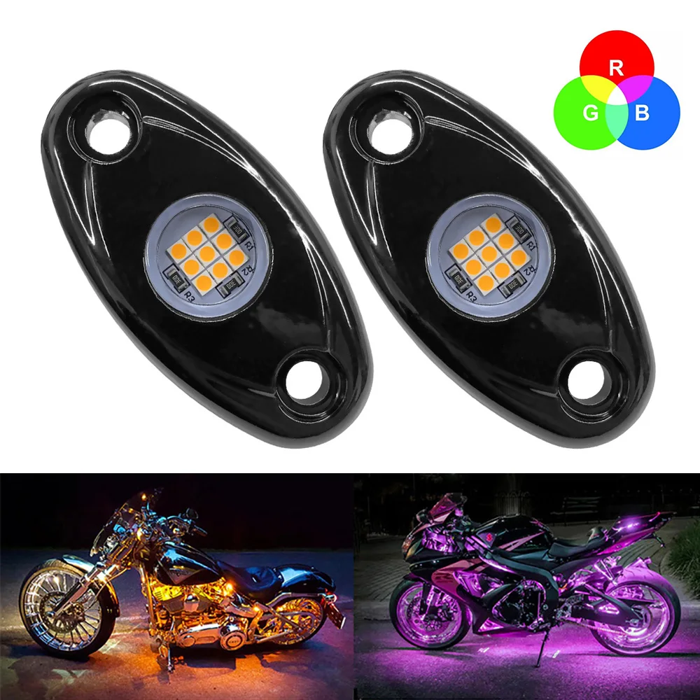 12V RGB Motorcycle Ambient Lights LED Car Decorative Lamp Underbody Running DIY Automotive Accessories For ATV Off Road 4x4 Boat