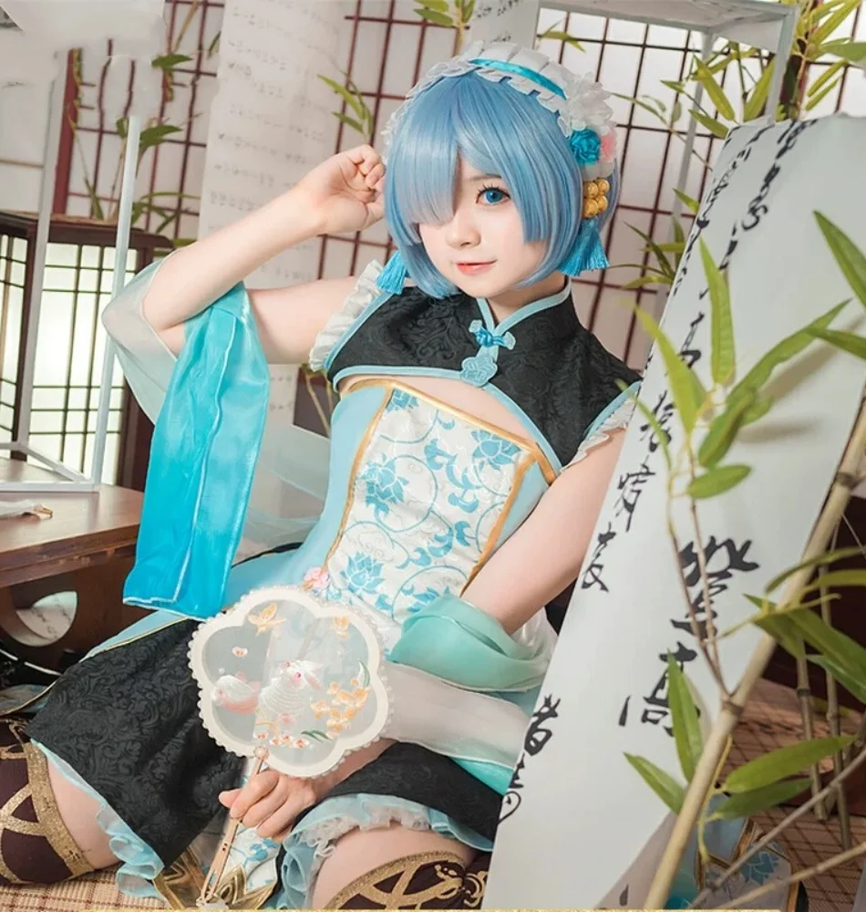 

COSMART Re:Life Rem Qipao Women Cosplay Costume Cos Game Anime Party Uniform Hallowen Play Role Clothes Clothing