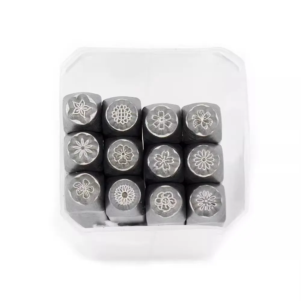 RCIDOS 3MM Petal  Flower Leaves Design Steel punch stamp,Metal Jewelry Design Stamps 12pcs/box