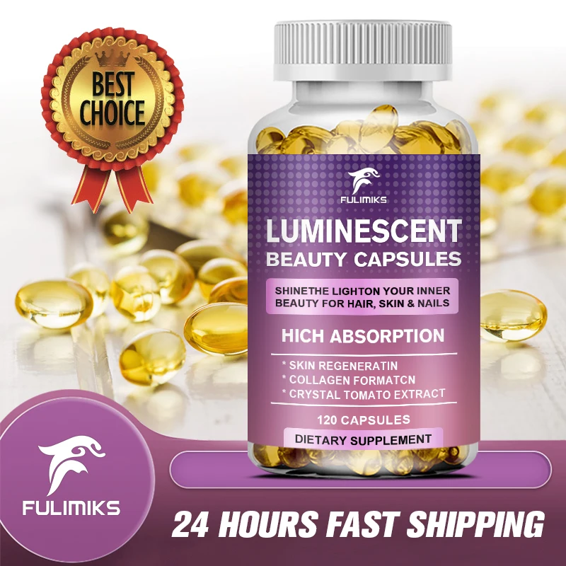 

Fulimiks Luminescent Beauty Capsules, Anti-Aging, Skin Care For Women, Hydrolyzed Collagen, Nicotinamide & Vitamin C