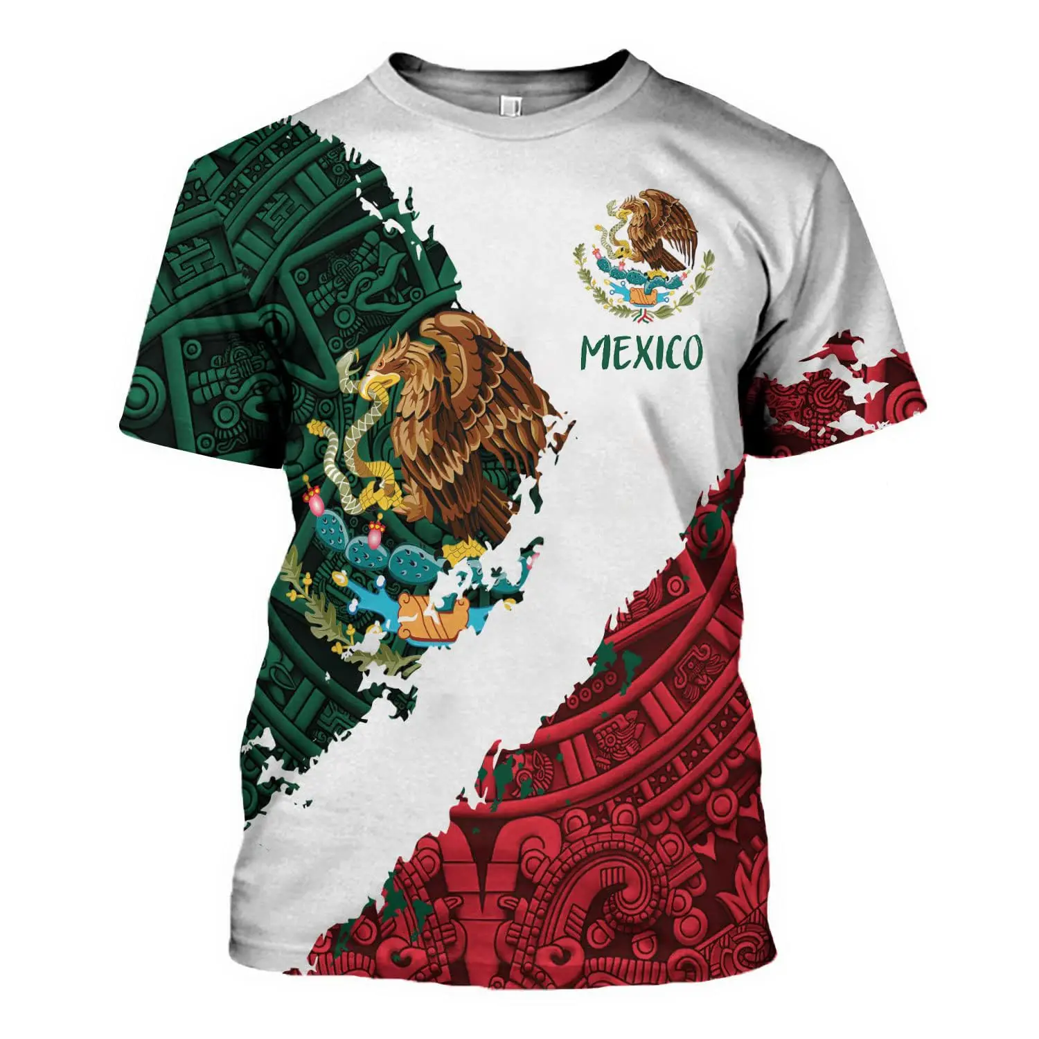 Full Print Mexican Flag Tshirt For Men Short Sleeves Summer 3d Printing Mexico Tee Tops Streetwear Mens Oversized T Shirt