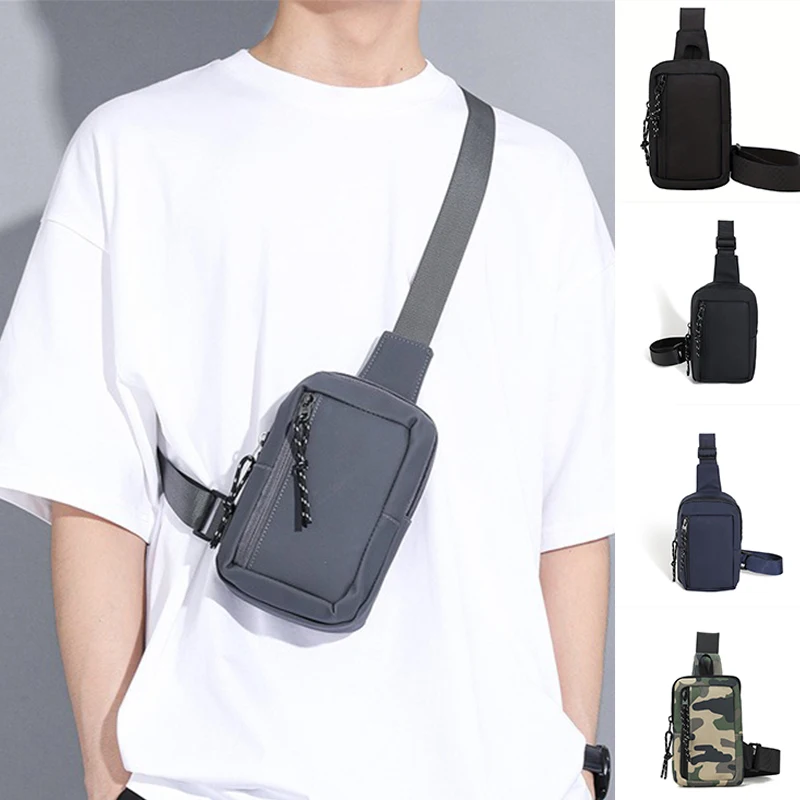 

Trendy Men's Shoulder Bag Oxford Cloth Crossbody Single Shoulder Bag Casual Diagonal Small Square Chest Phone Bag for Men