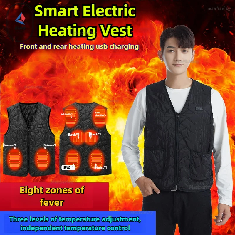 

Electric Heated Vest Men Winter 2026USB Smart Constant Temperature 8 Zone Heating Jacket Women Full Body Warm Clothes Coat 발열조끼