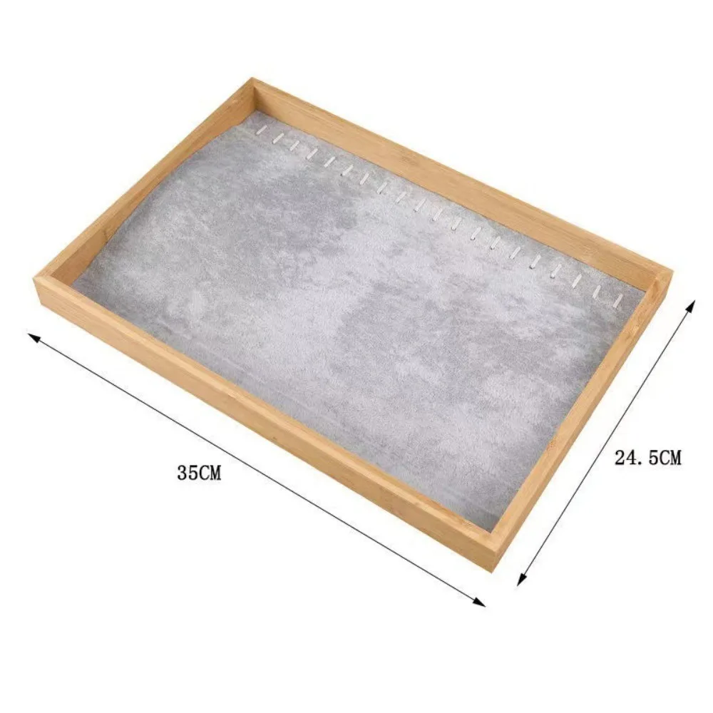 Bamboo Wooden Jewelry Display Tray Rectangle Korean Style Jewelry Display Shelf Necklace Bracelet Display Jewelry Storage