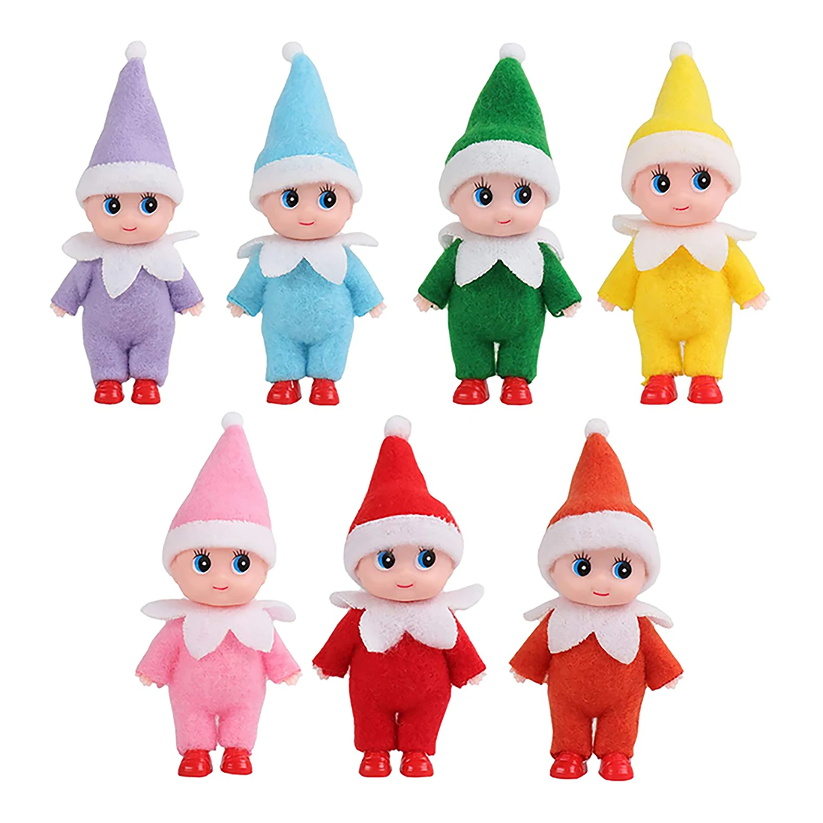 7 PCS Mini Elf Christmas Ornaments Set Twins Kindness Tiny Elves Doll Craft Accessories Holiday Xmas Gifts Collectible Figurines Decorations