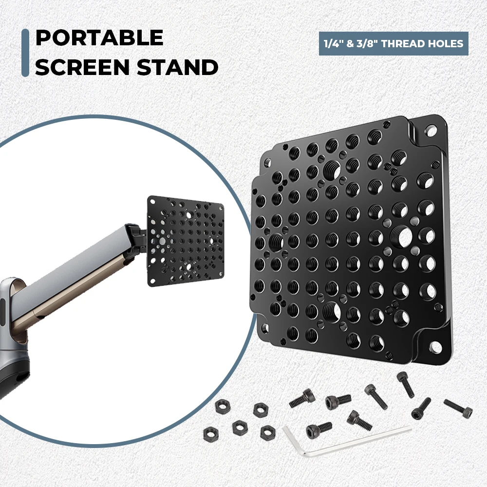 لوحة تركيب كاميرا HDRig VESA لوحة جبن متعددة الأغراض مع حامل VESA مقاس 75 مم، مع فتحات خيط 1/4 بوصة و3/8 بوصة لوح أساسي