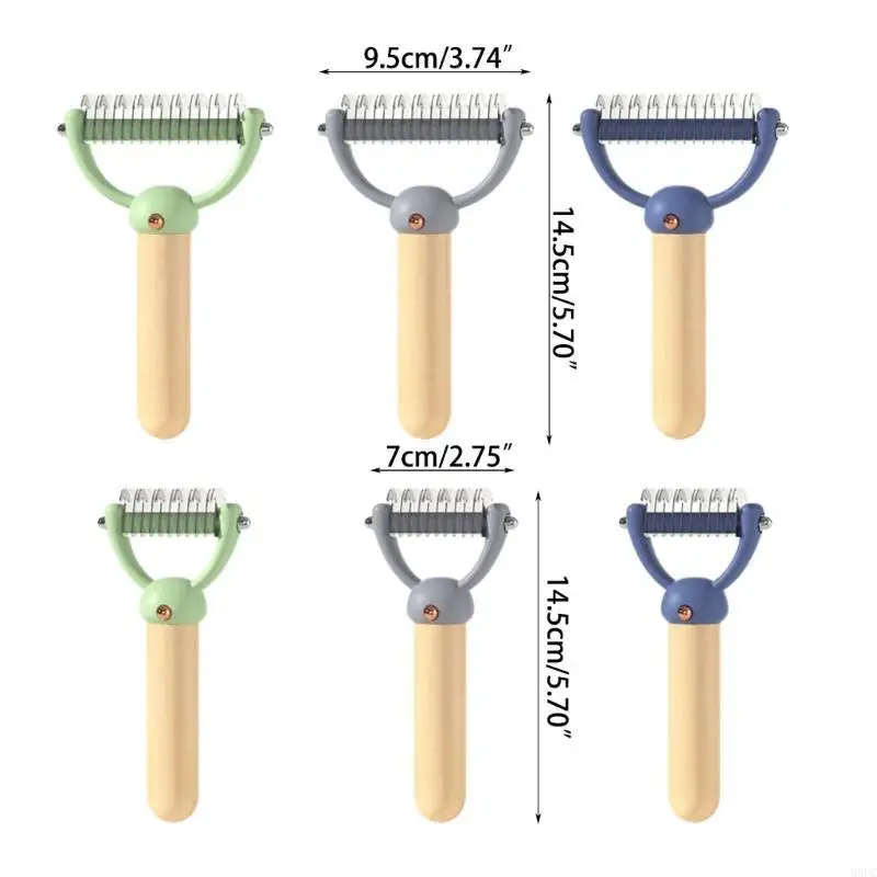 68UC Undercoat Rake Grooming Brush for Pains Shedding Double Sided Steel Teeth