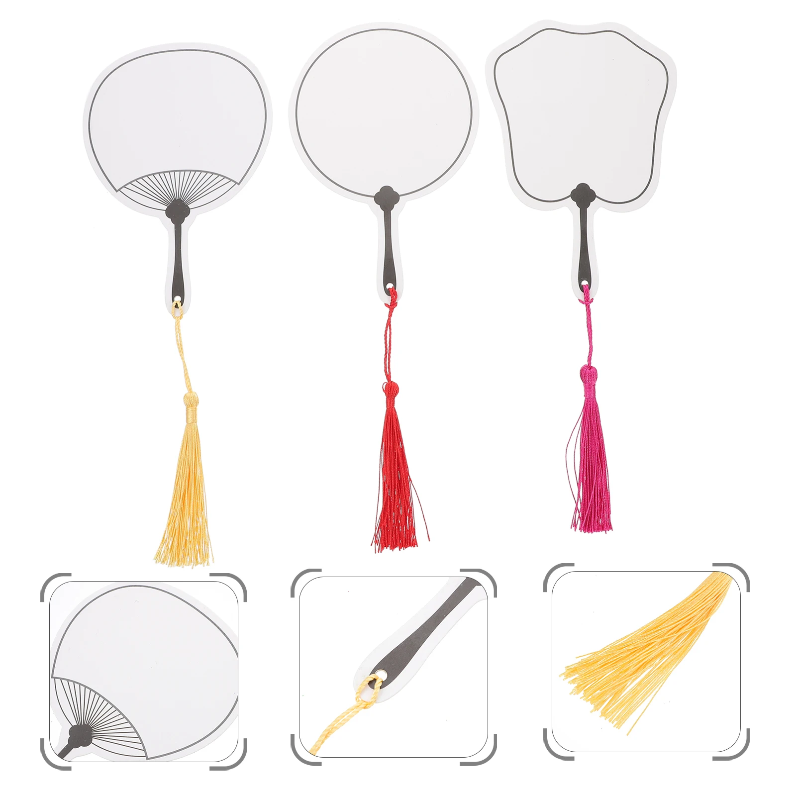 

12pcs Tassel Fan Shaped Bookmarks Paper DIY Blank Bookmarks for Students Writers Graduates Christmas Gifts Polyester