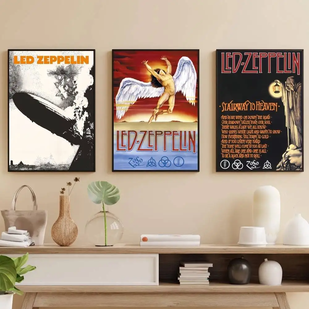 

Band L-Led Z-Zeppelin-S Poster Self-adhesive Art Waterproof Paper Sticker Coffee House Bar Room