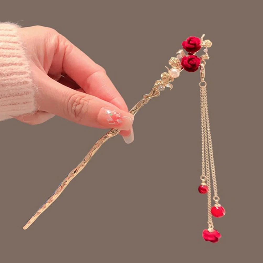 

Rose Hairpin Chopstick Chopsticks for Vintage Chinese Pins Women Girls Ponytail Holders Hairsticks Barrette Accessories
