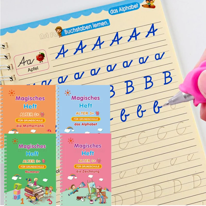 

Set German Magic Books for Children Alphabet Reusable Handwritten Magic Notebook Writing for Calligraphy Set Montessori Copybook