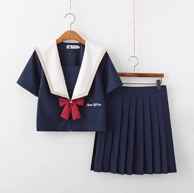 Summer Sailor Uniform Female Student College Wind Japanese School Uniform Skirt Full Set Genuine JK Uniform Set