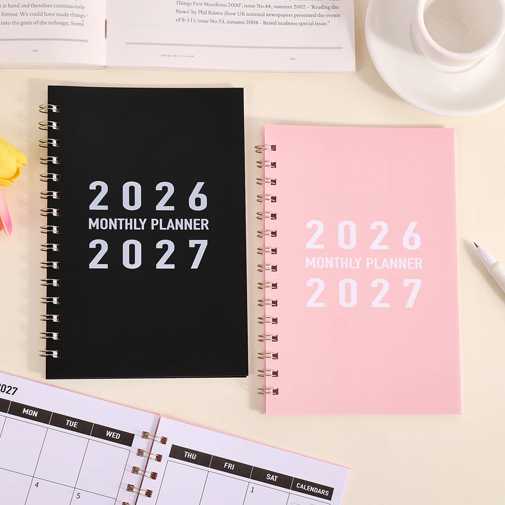 Planificador mensual para estudiantes 2026-2027, cubierta de PVC para la escuela, calendario de 24 meses para planificación de exámenes, tareas, gestión diaria del tiempo